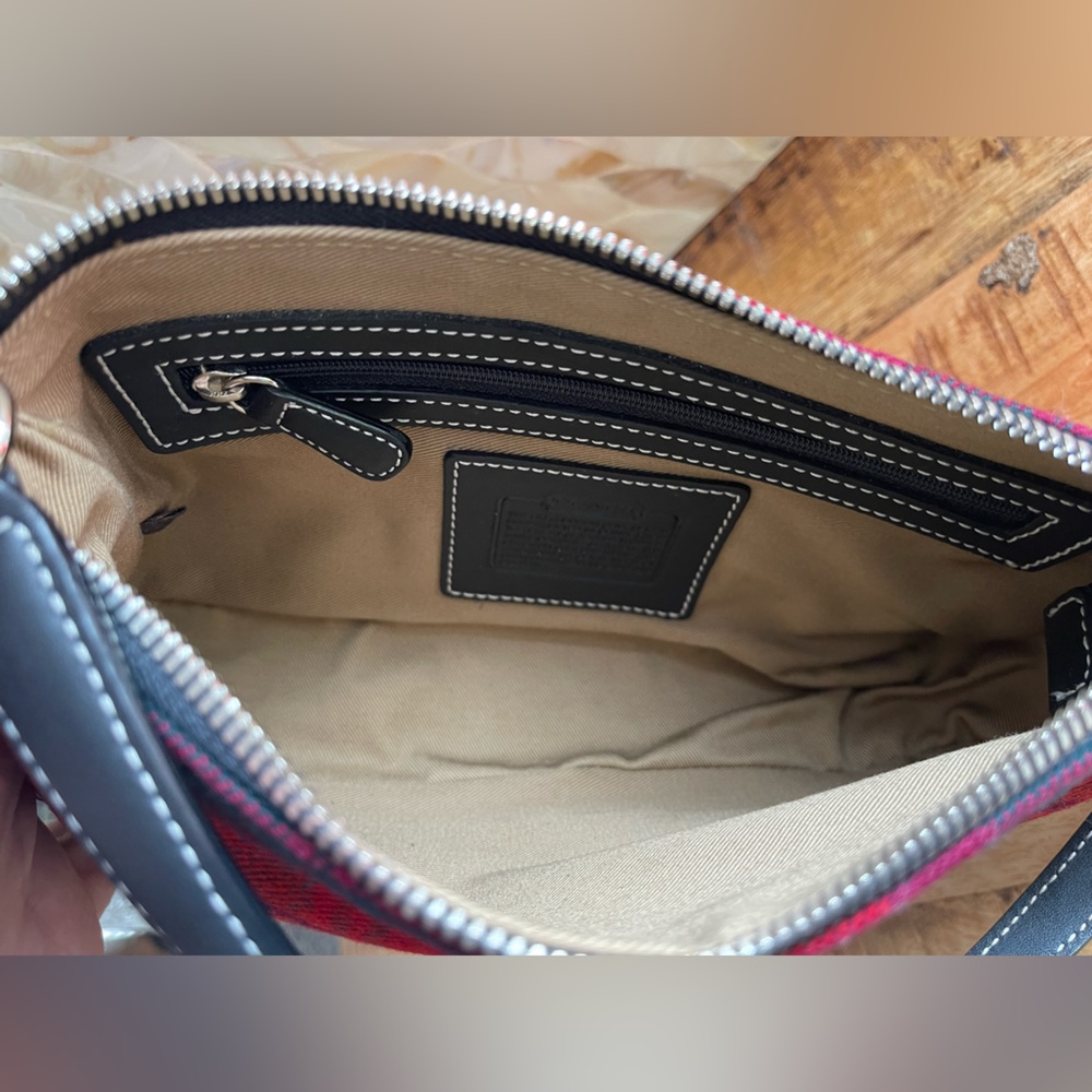 COACH Leather and Tartan Fabric Convertible Handbag Wristlet Purse Clutch NWOT - Picture 9 of 14